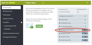 Das Audioprotokoll MP3 aktivieren